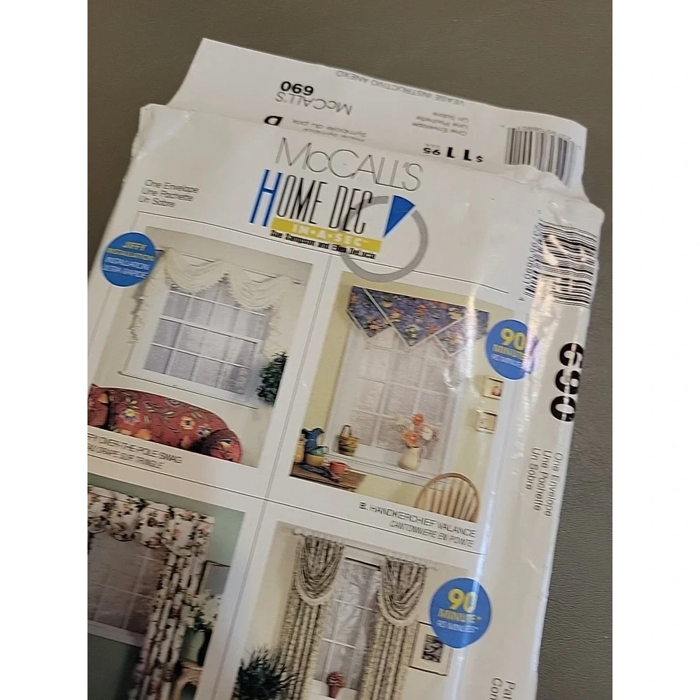McCall's 690 HOME DECOR Uncut Drapes curtains Toppers Valances